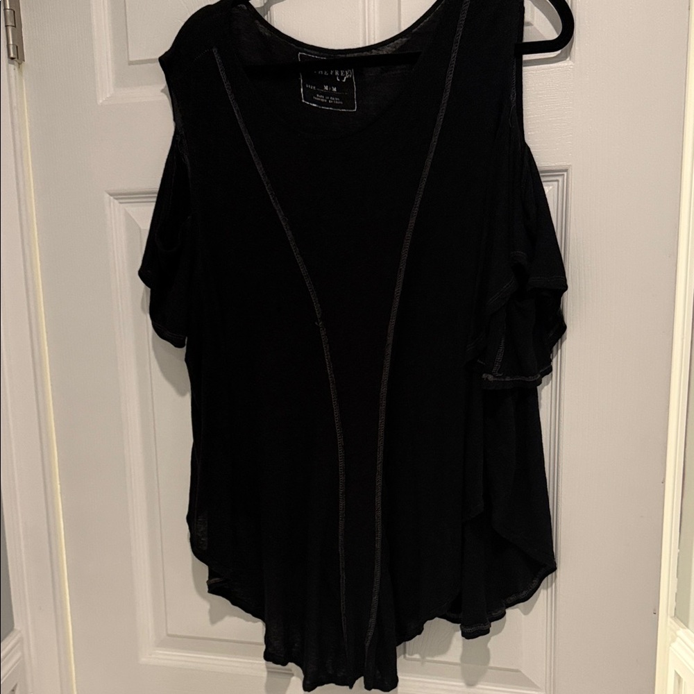 We The Free Black Cold Shoulder Blouse